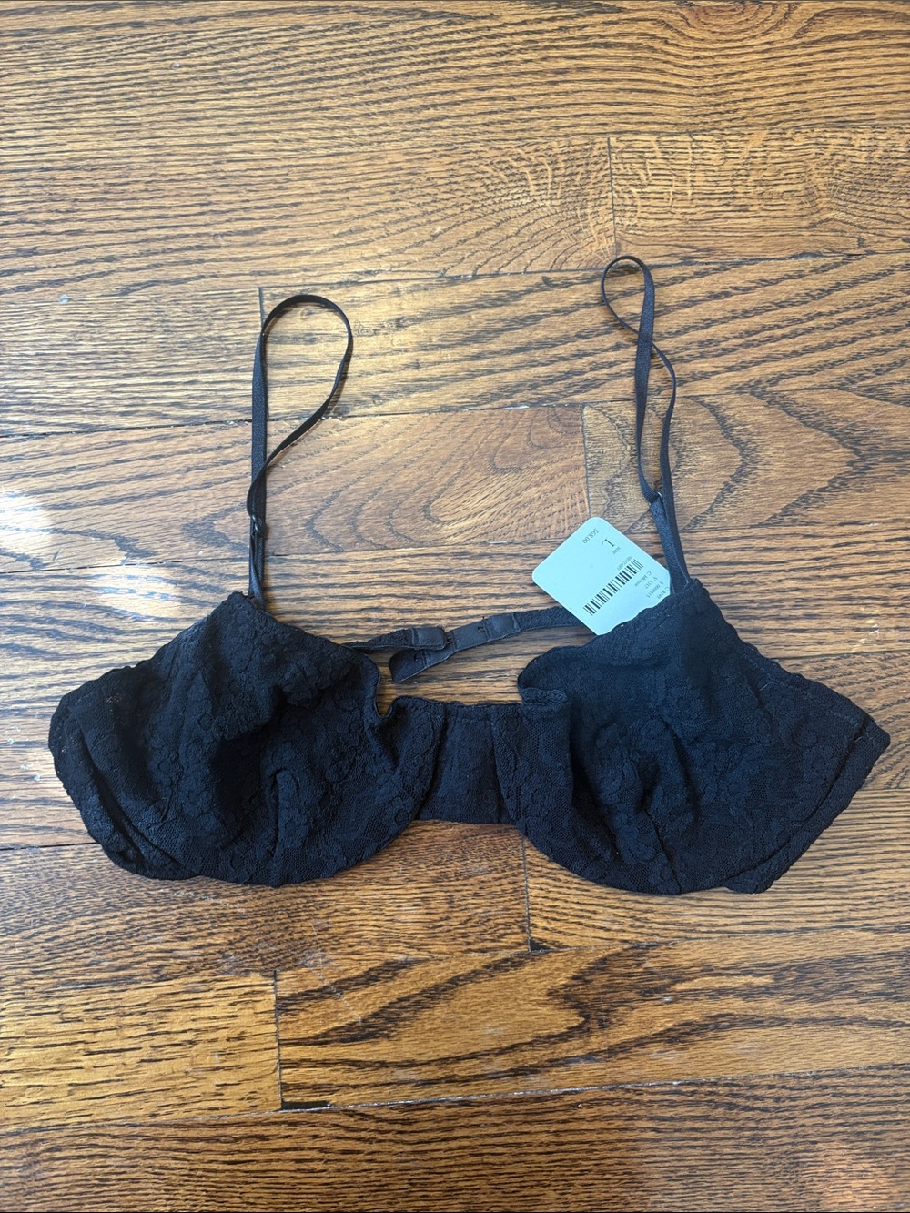 Black Lace Underwire Bra with Adjustable Straps by Free People